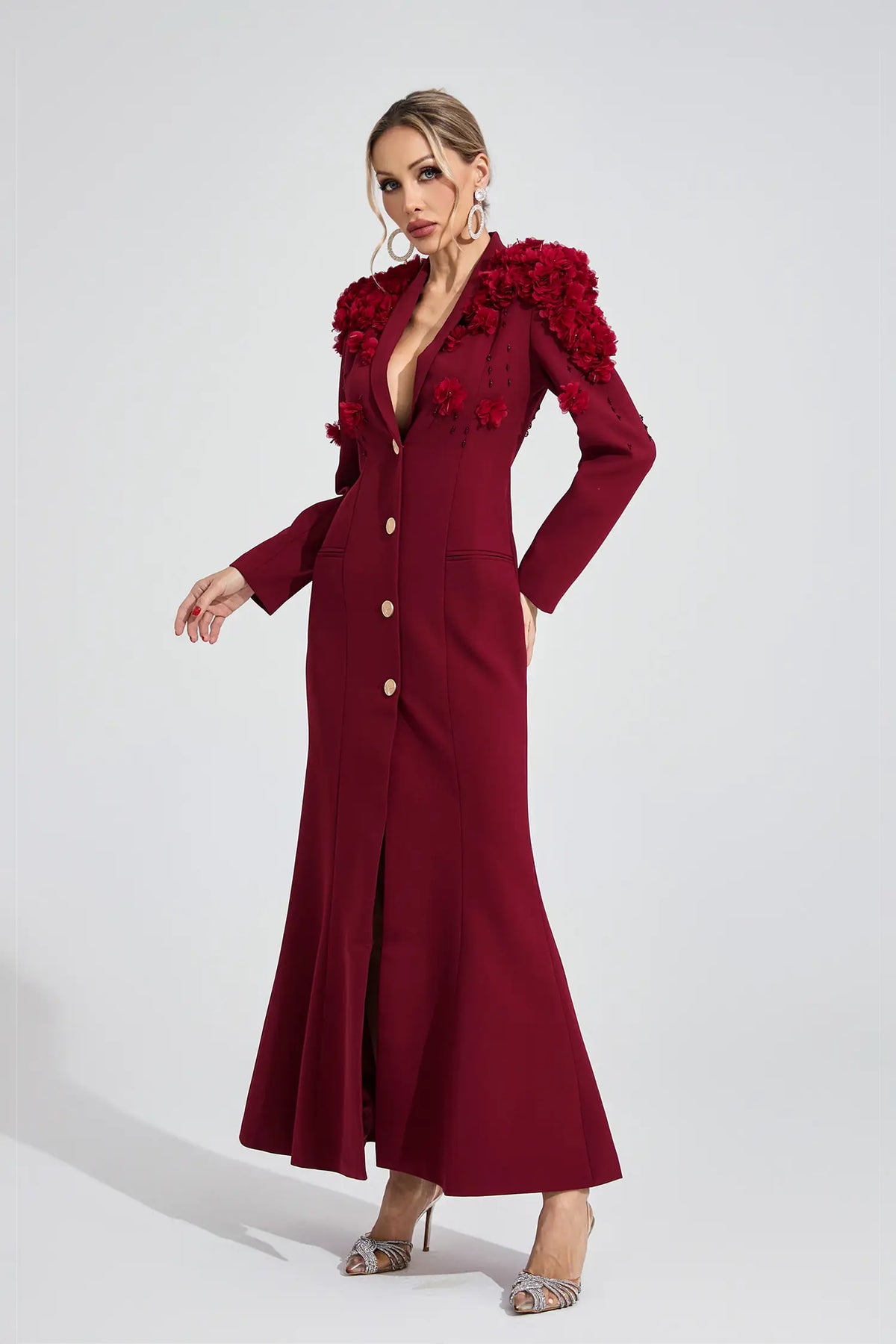 Amiel Red Floral Maxi Dress