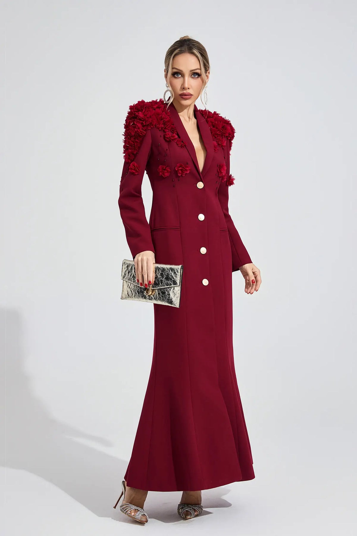 Amiel Red Floral Maxi Dress