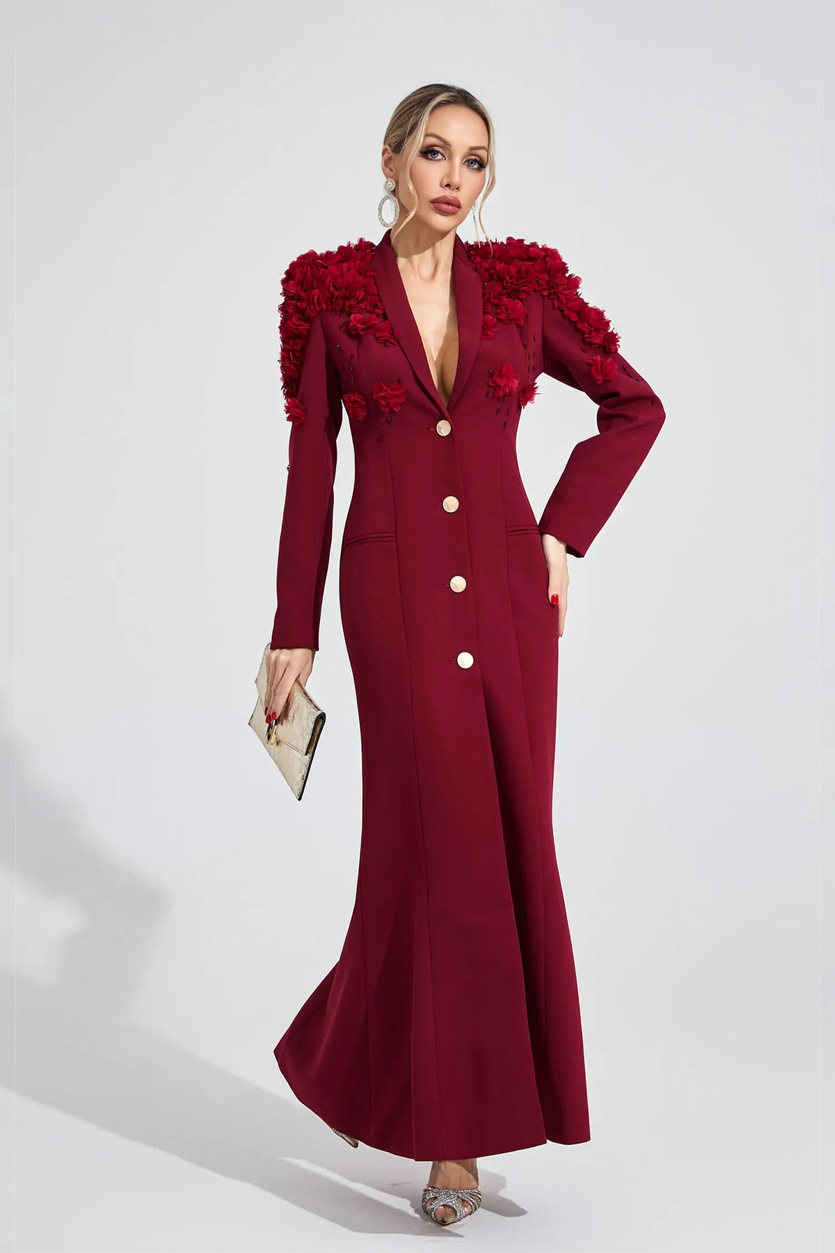 Amiel Red Floral Maxi Dress