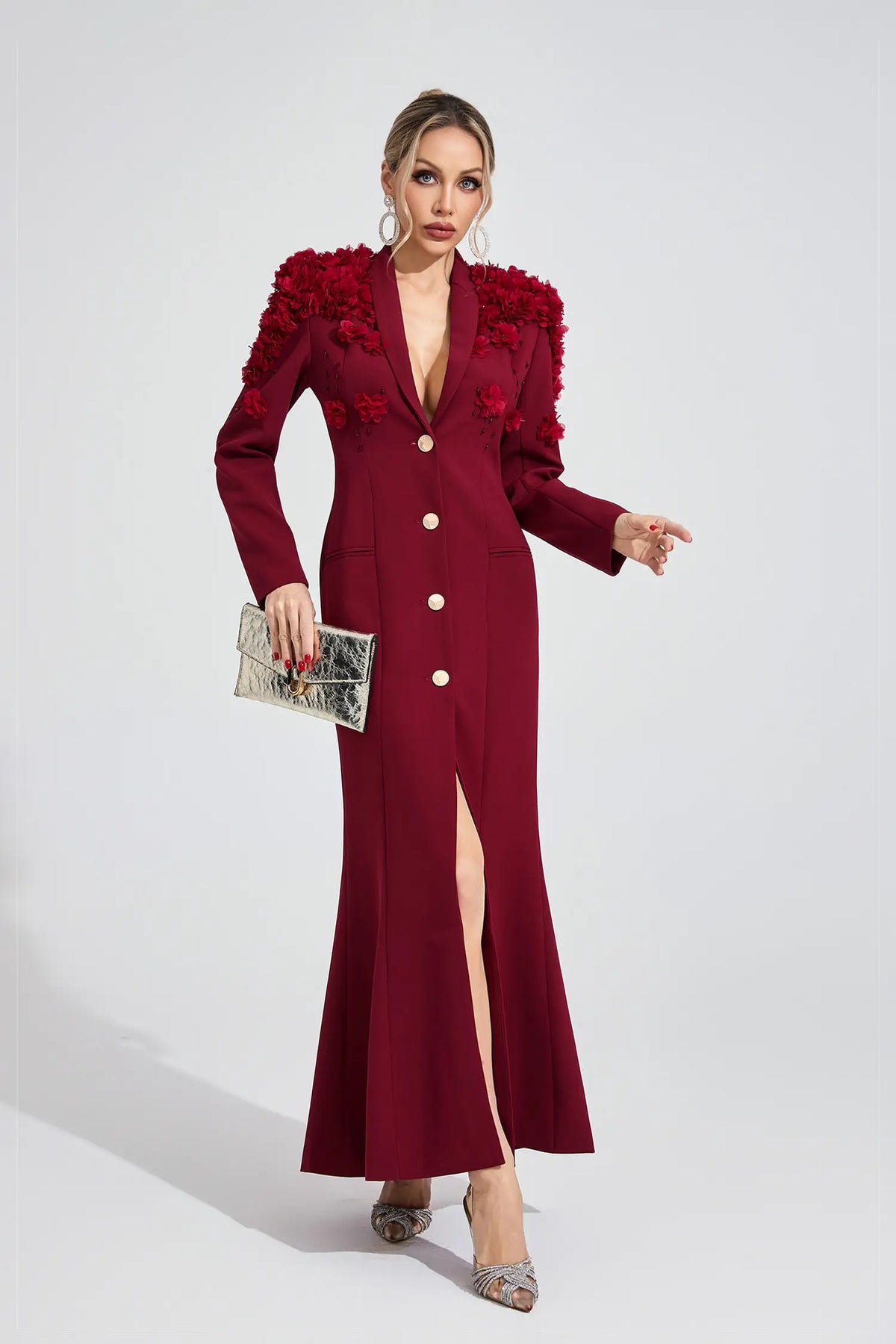 Amiel Red Floral Maxi Dress