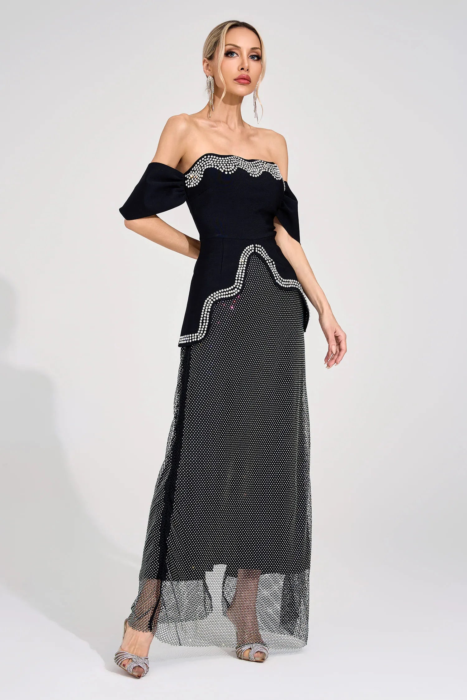 Aquarelle Black Crystal Mesh Set