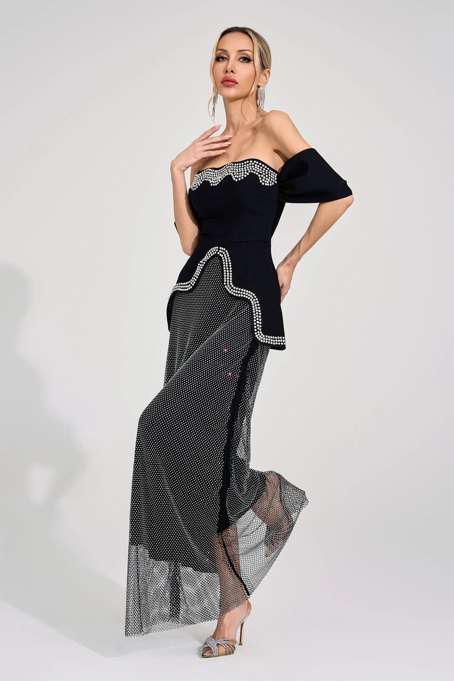 Aquarelle Black Crystal Mesh Set