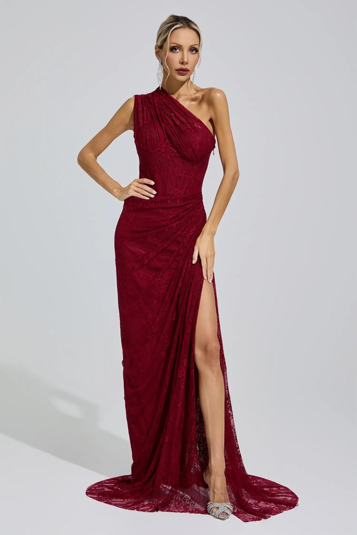 Yvaine Red One-Shoulder Maxi Dress