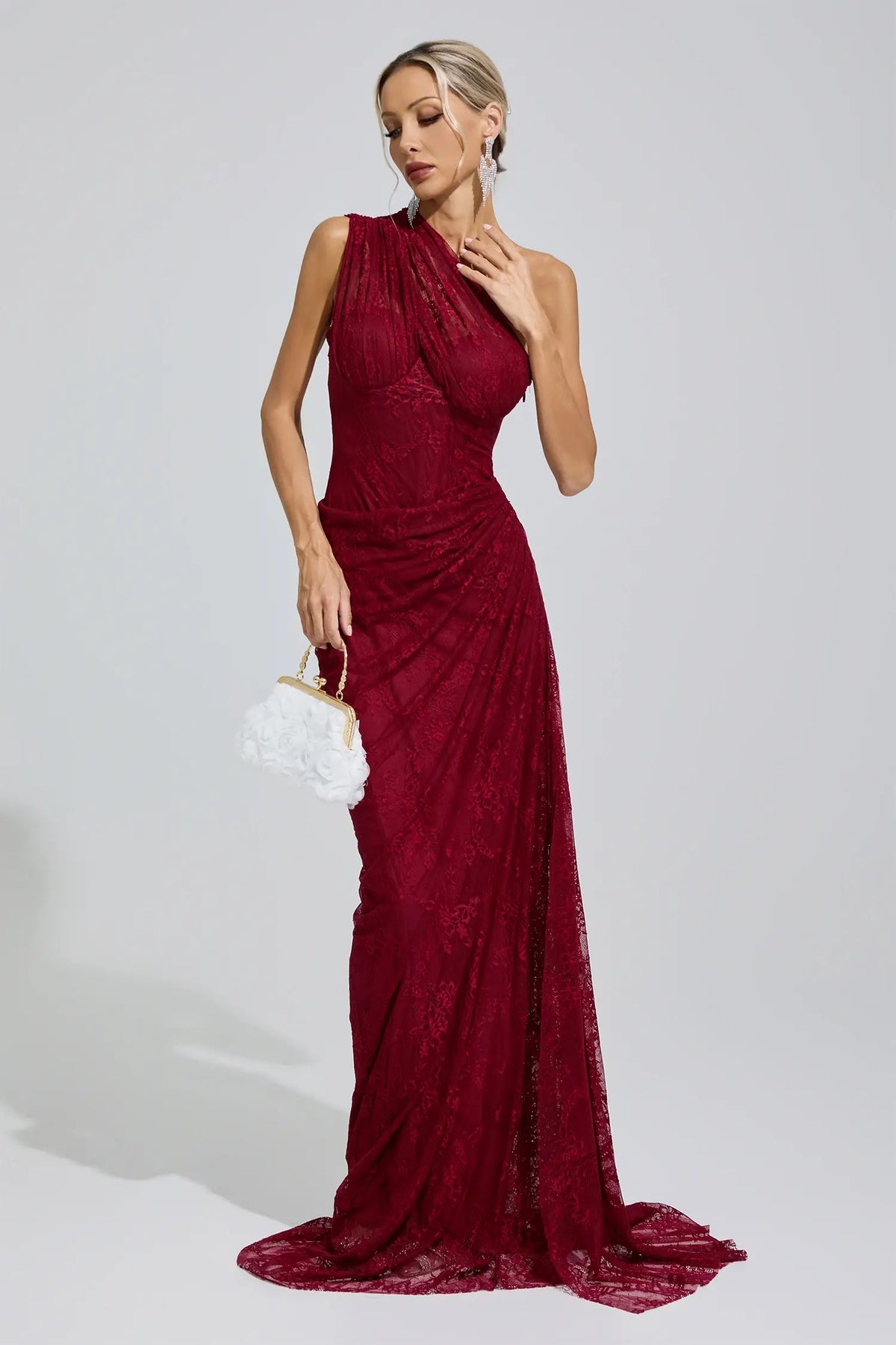 Yvaine Red One-Shoulder Maxi Dress