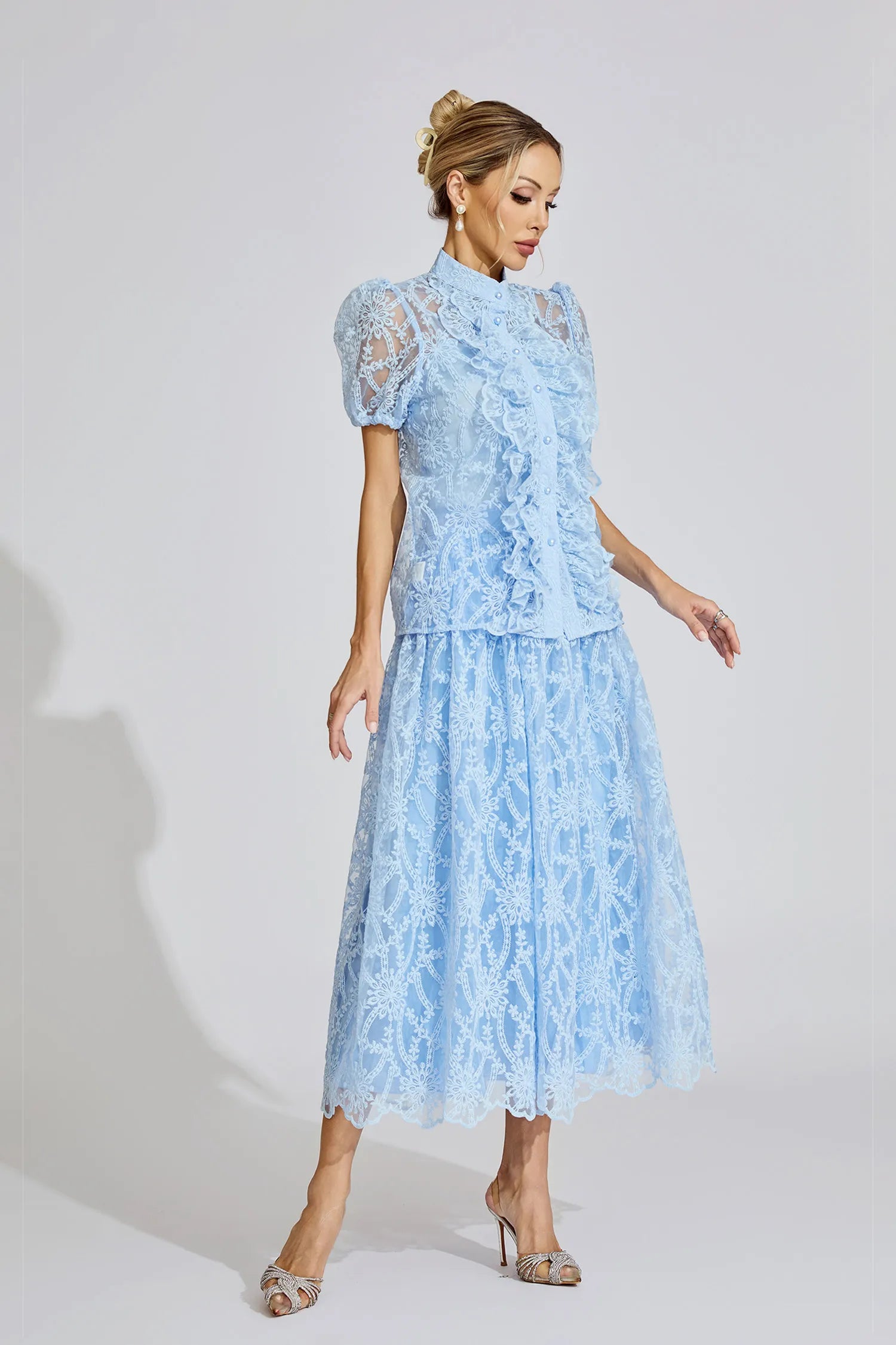 Caroline Blue Lace Two Piece Set