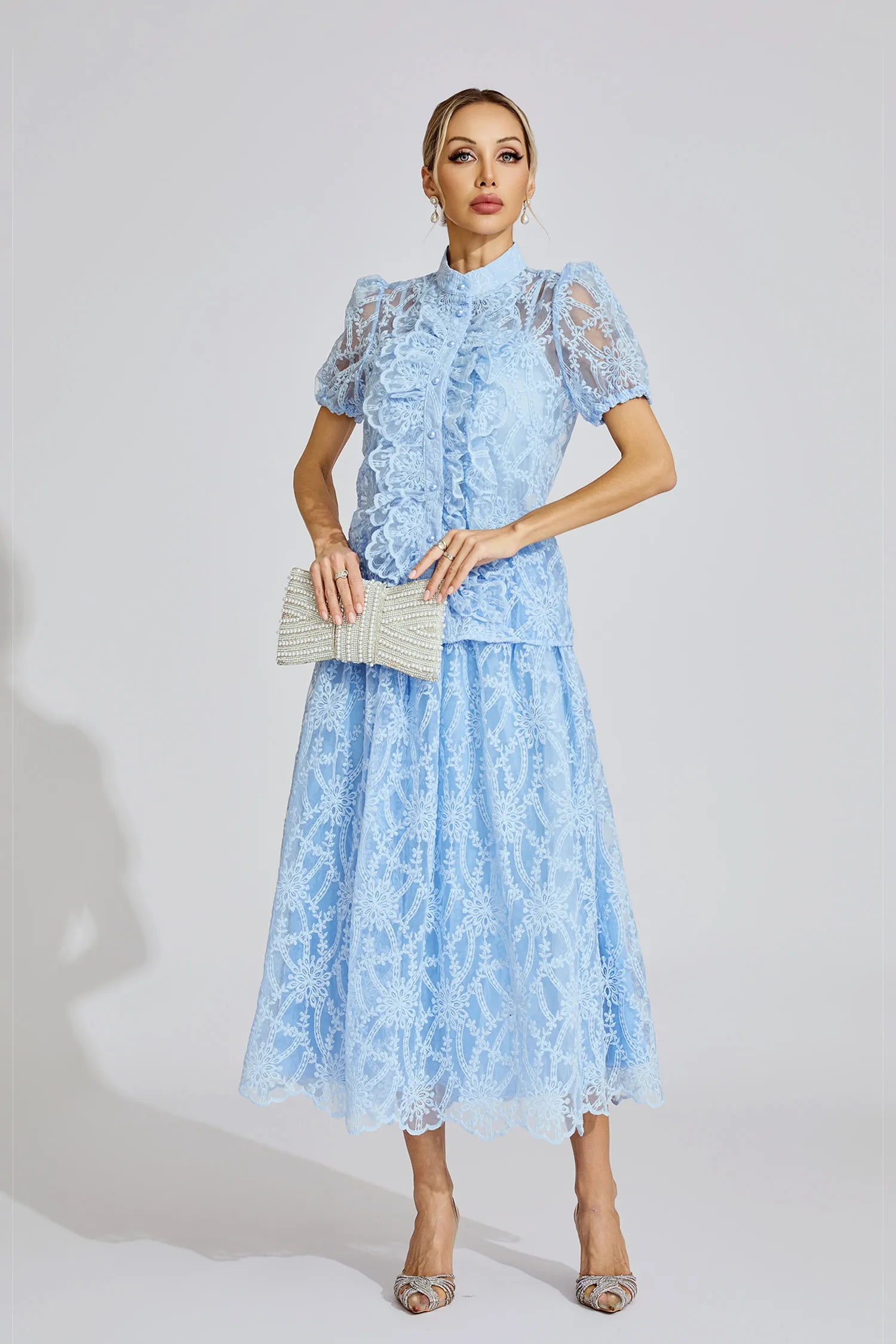 Caroline Blue Lace Two Piece Set