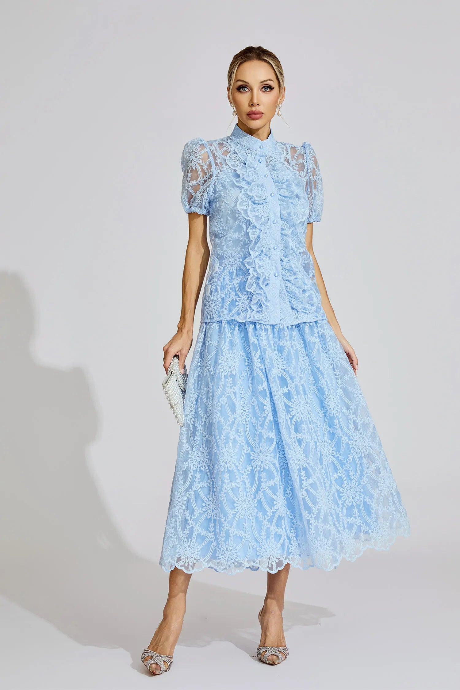 Caroline Blue Lace Two Piece Set