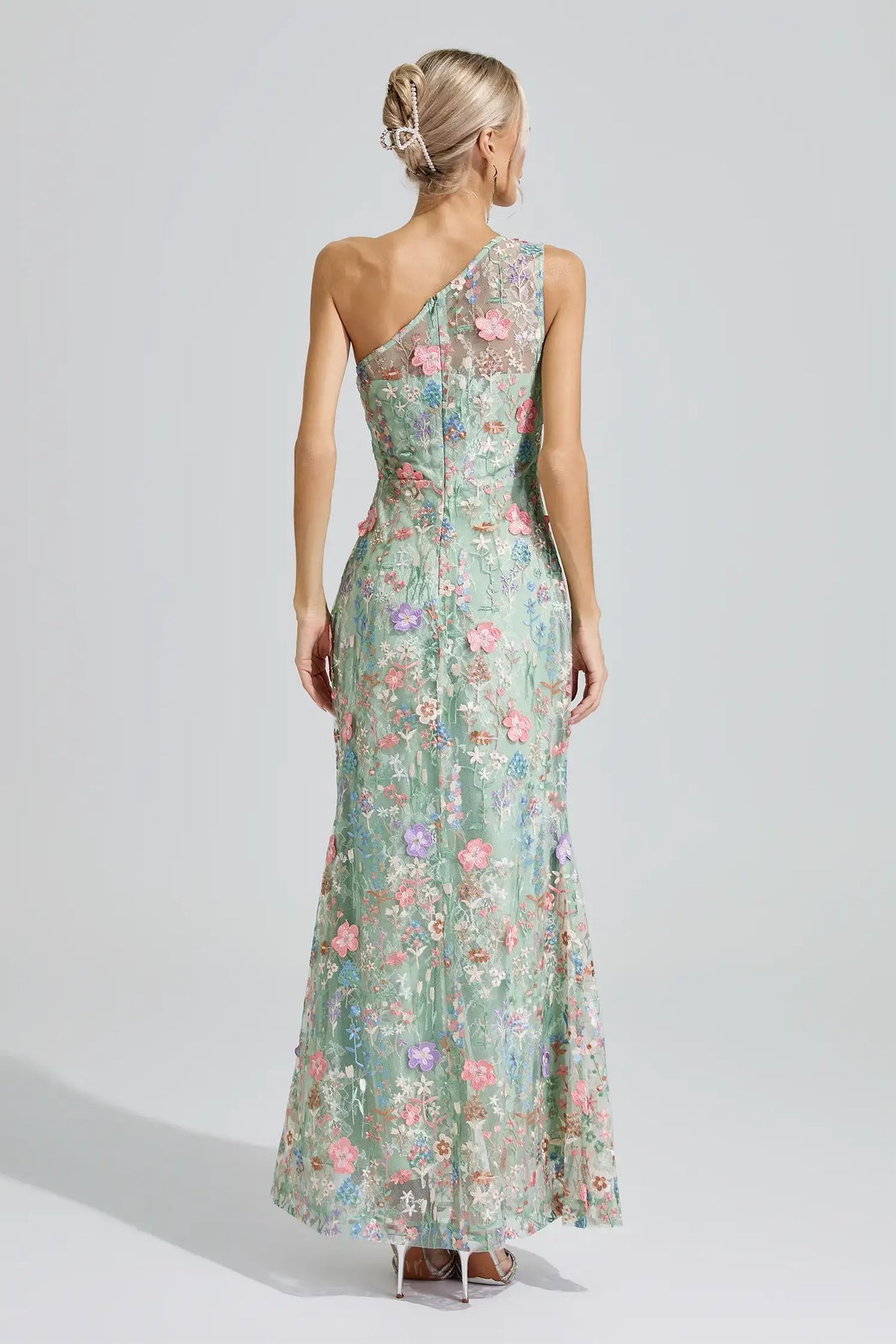 Severine Green Floral Embroidered Maxi Dress