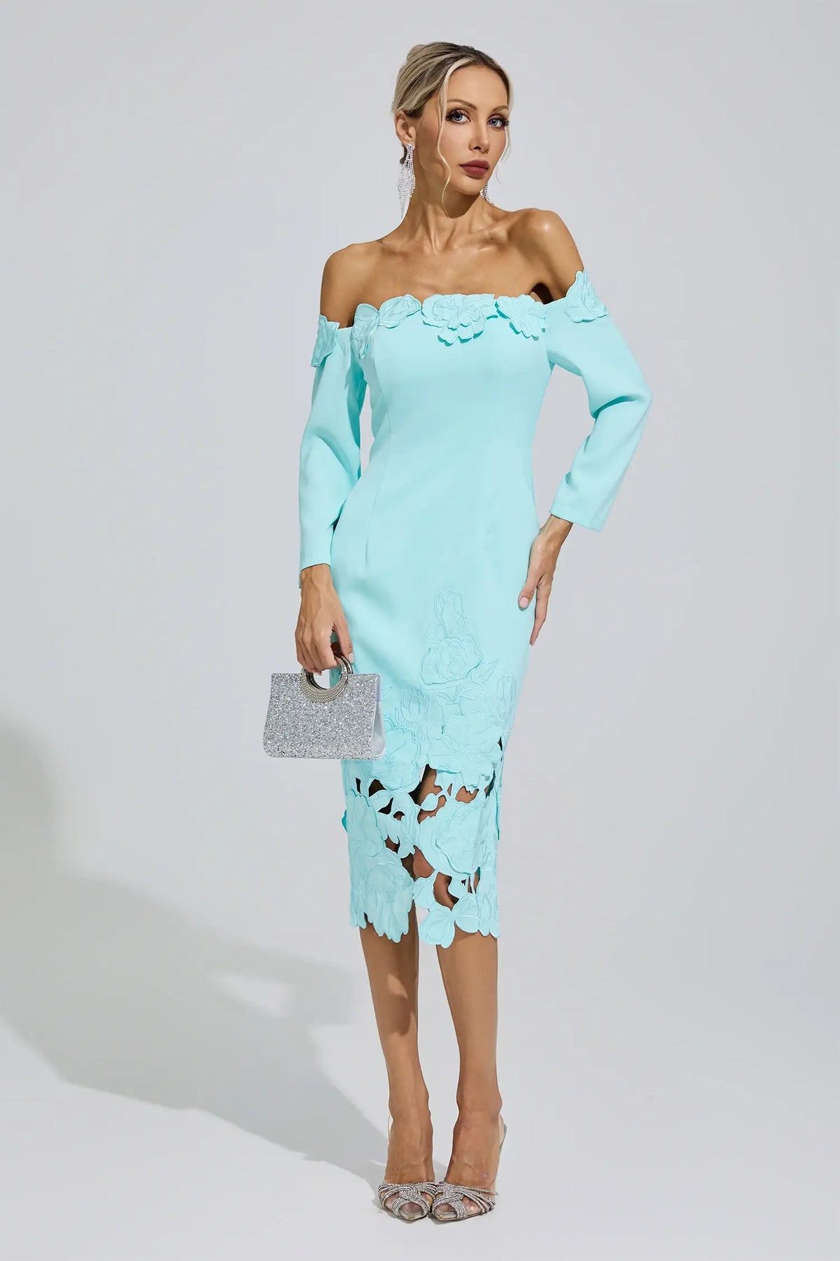 Victoria Off-Shoulder Embroidered Maxi Dress