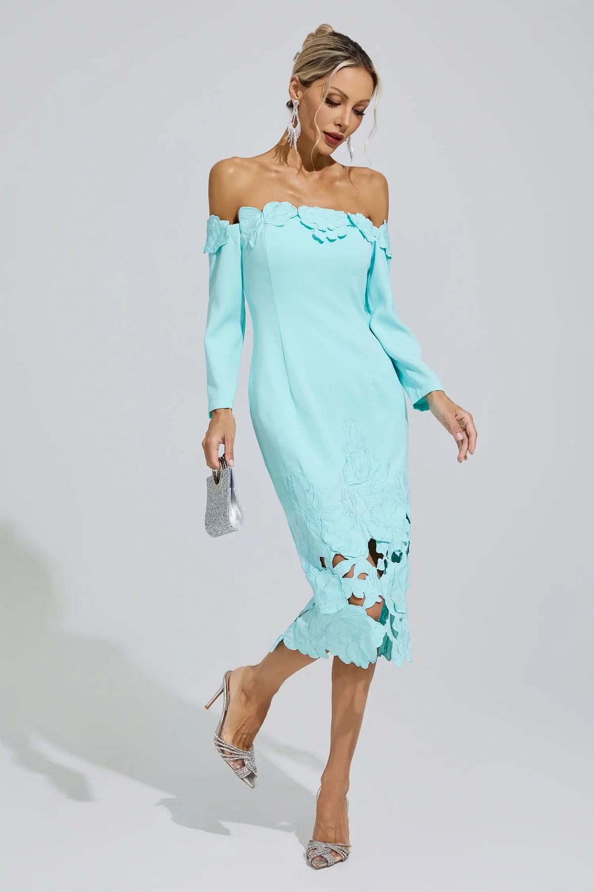 Victoria Off-Shoulder Embroidered Maxi Dress