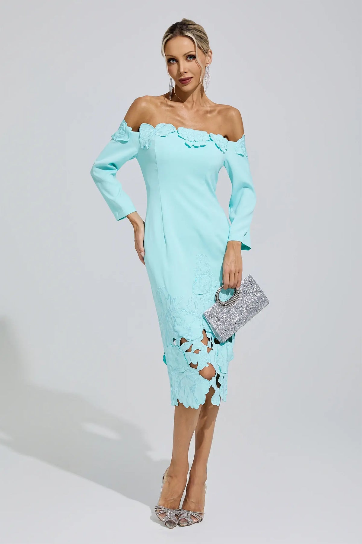 Victoria Off-Shoulder Embroidered Maxi Dress