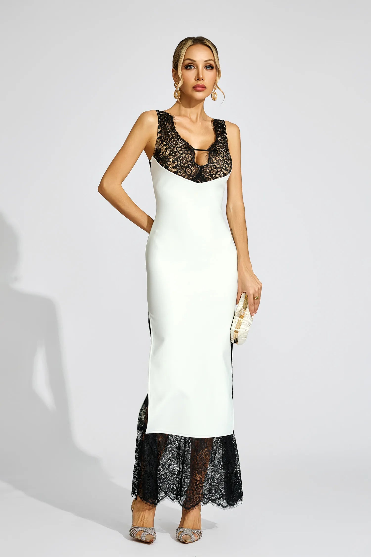 Katherine White Lace Maxi Vest Maxi Dress