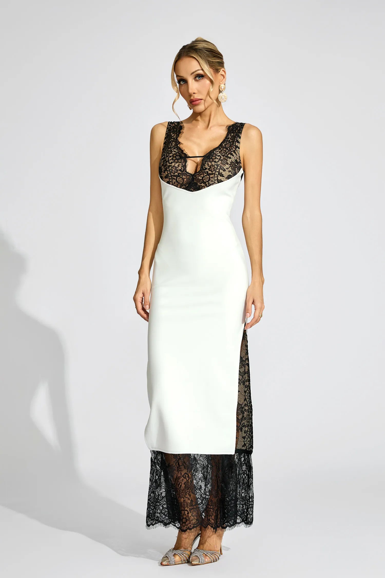 Katherine White Lace Maxi Vest Maxi Dress