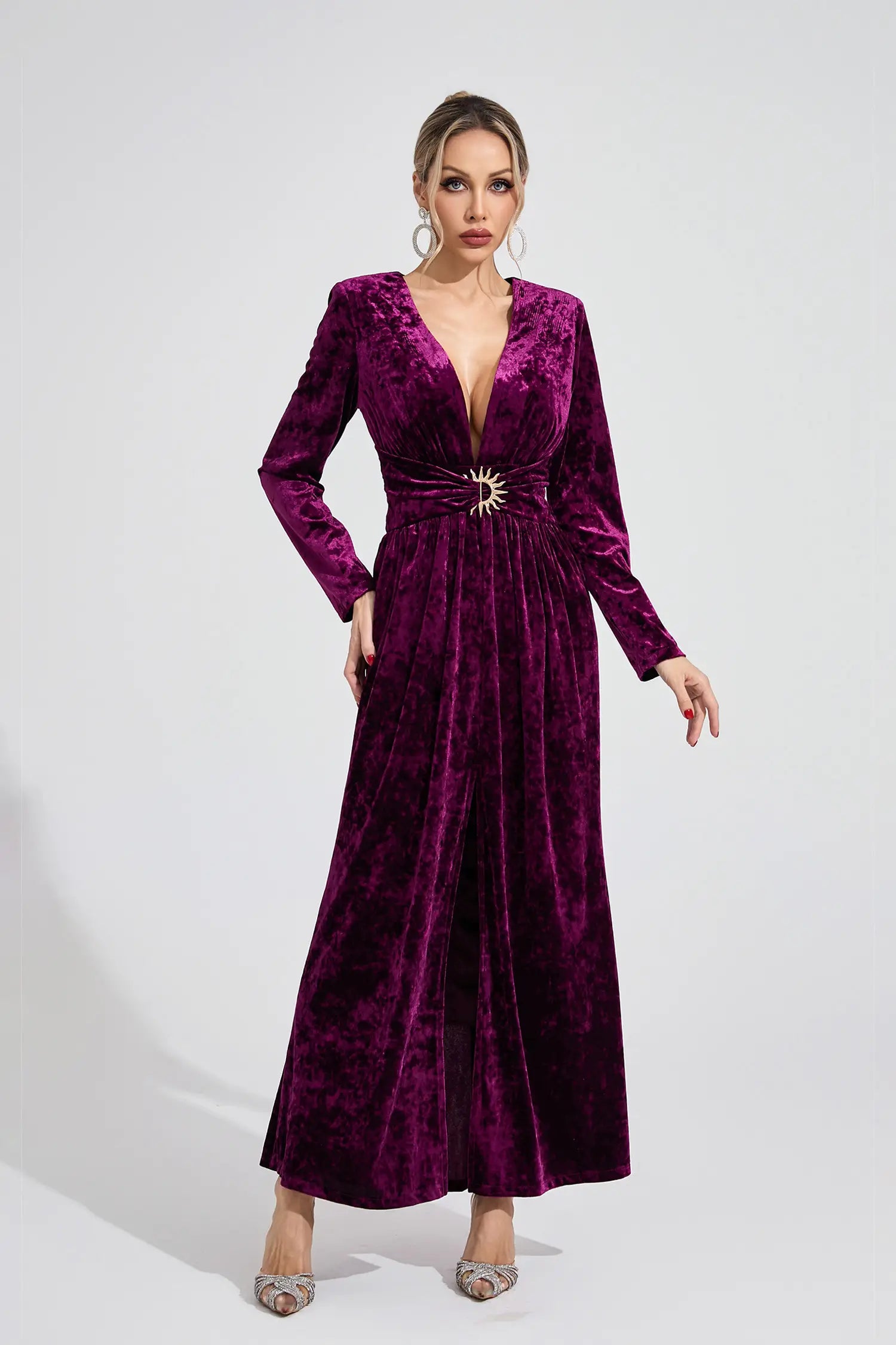 Maisie Purple Velvet Maxi Dress