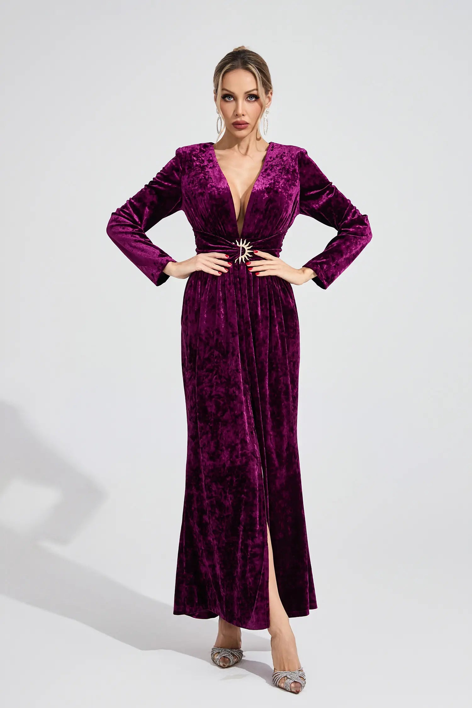 Maisie Purple Velvet Maxi Dress