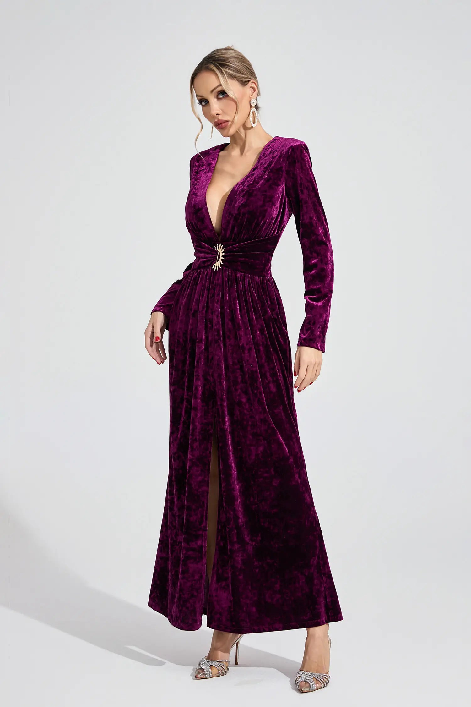 Maisie Purple Velvet Maxi Dress