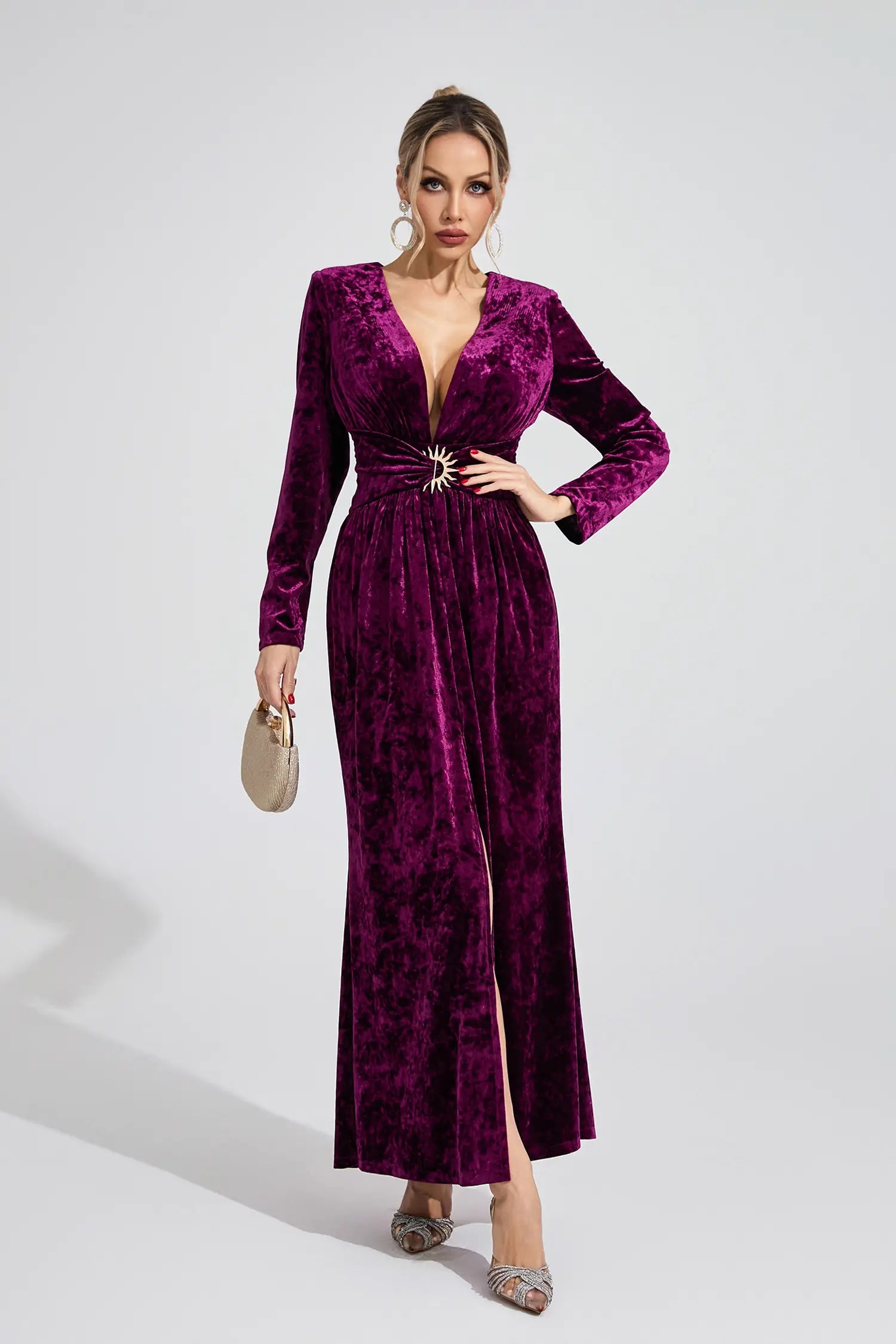 Maisie Purple Velvet Maxi Dress