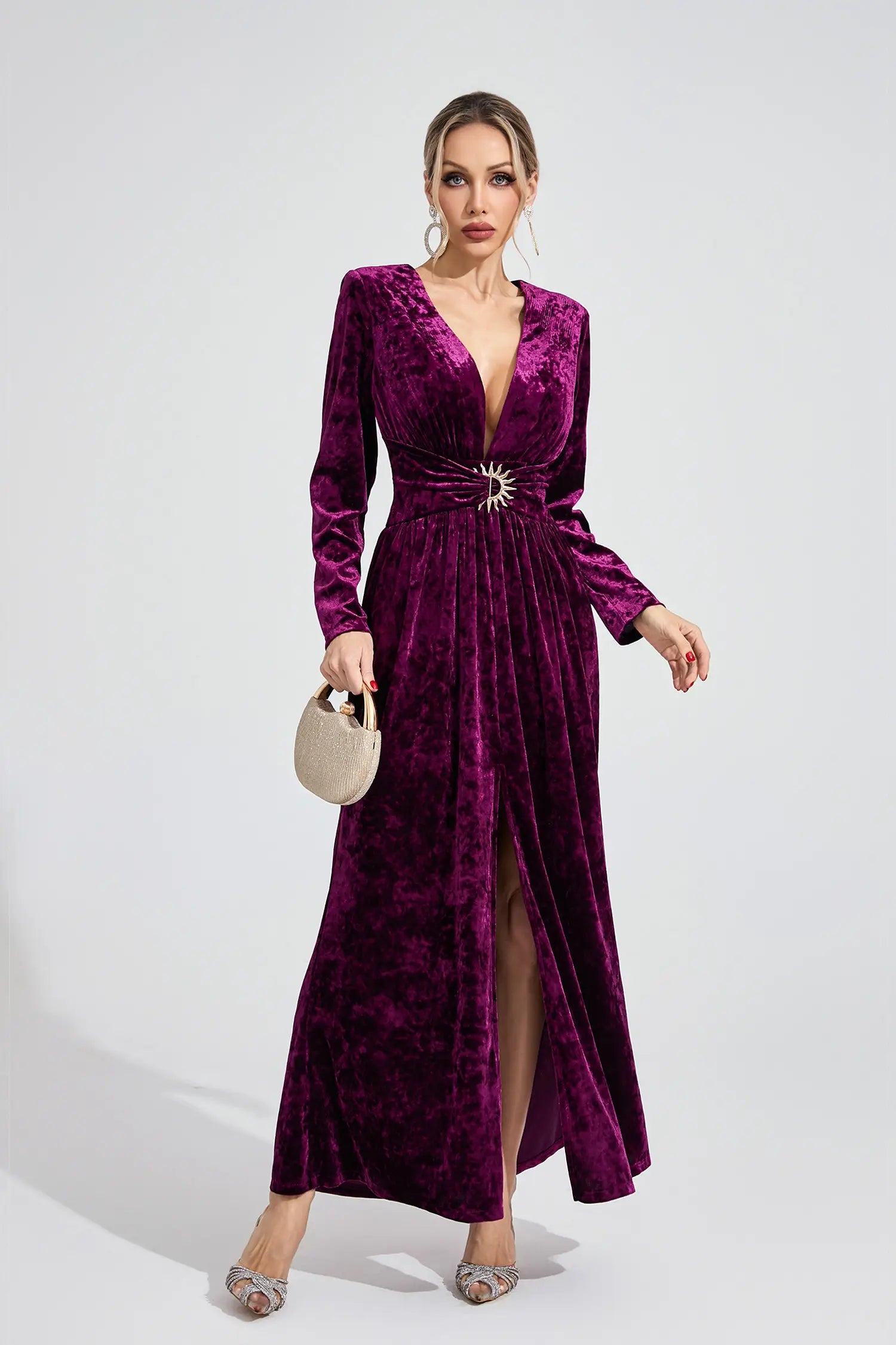 Maisie Purple Velvet Maxi Dress