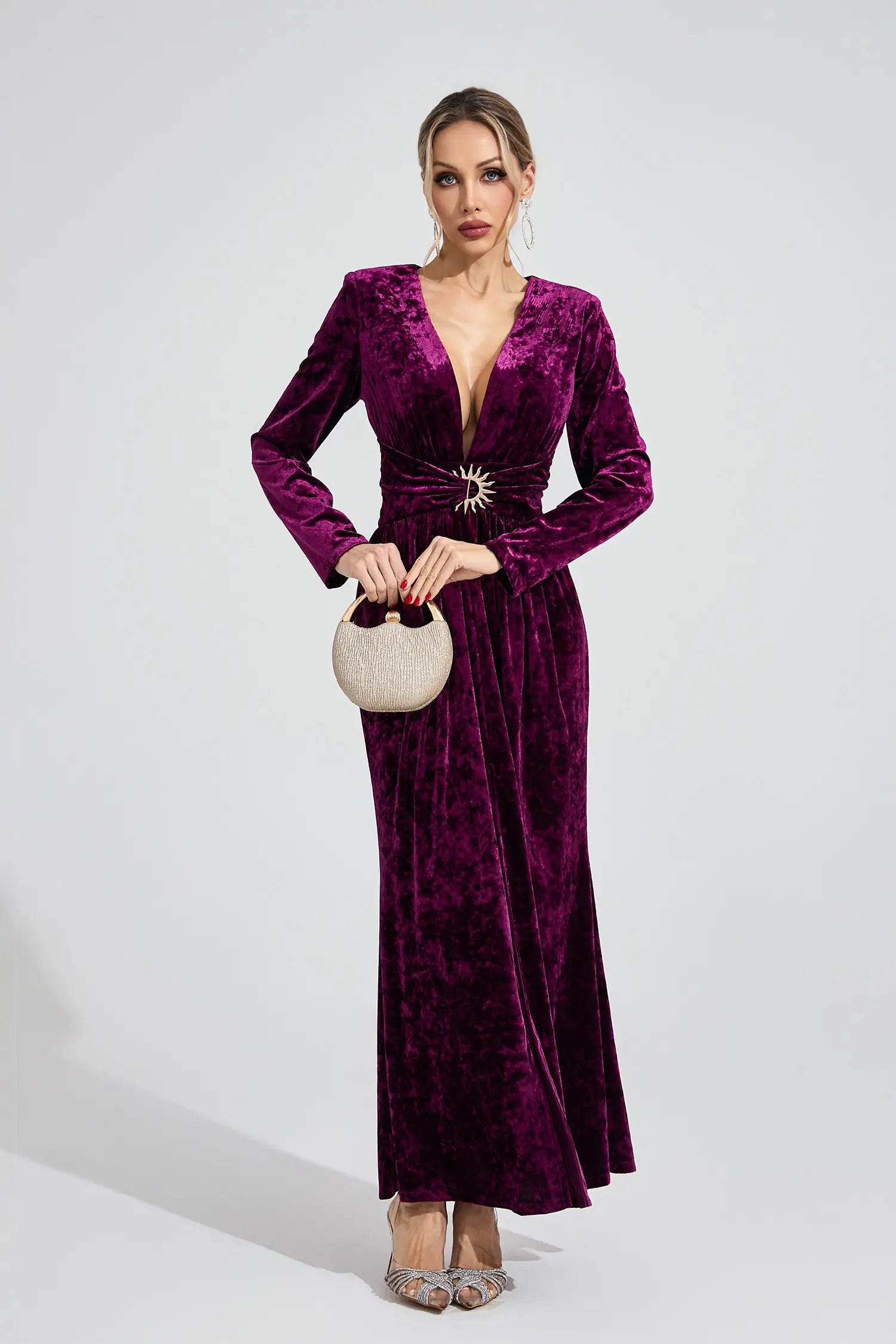 Maisie Purple Velvet Maxi Dress