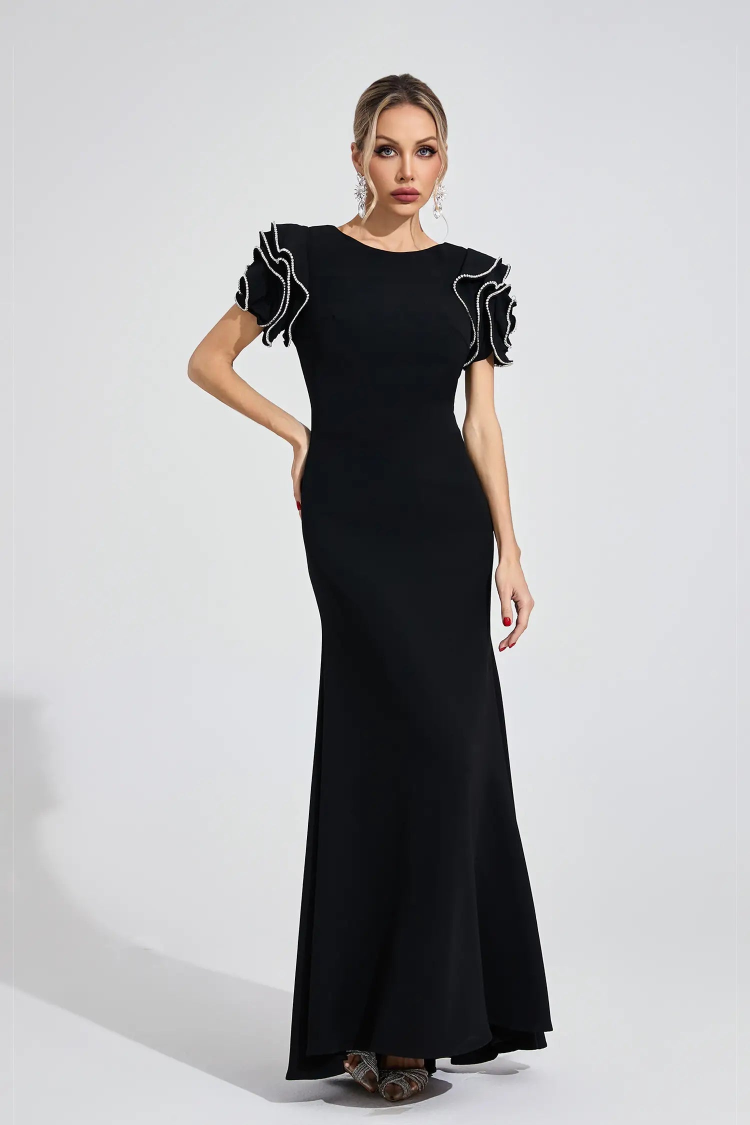 Maisy Black Open Back Maxi Dress