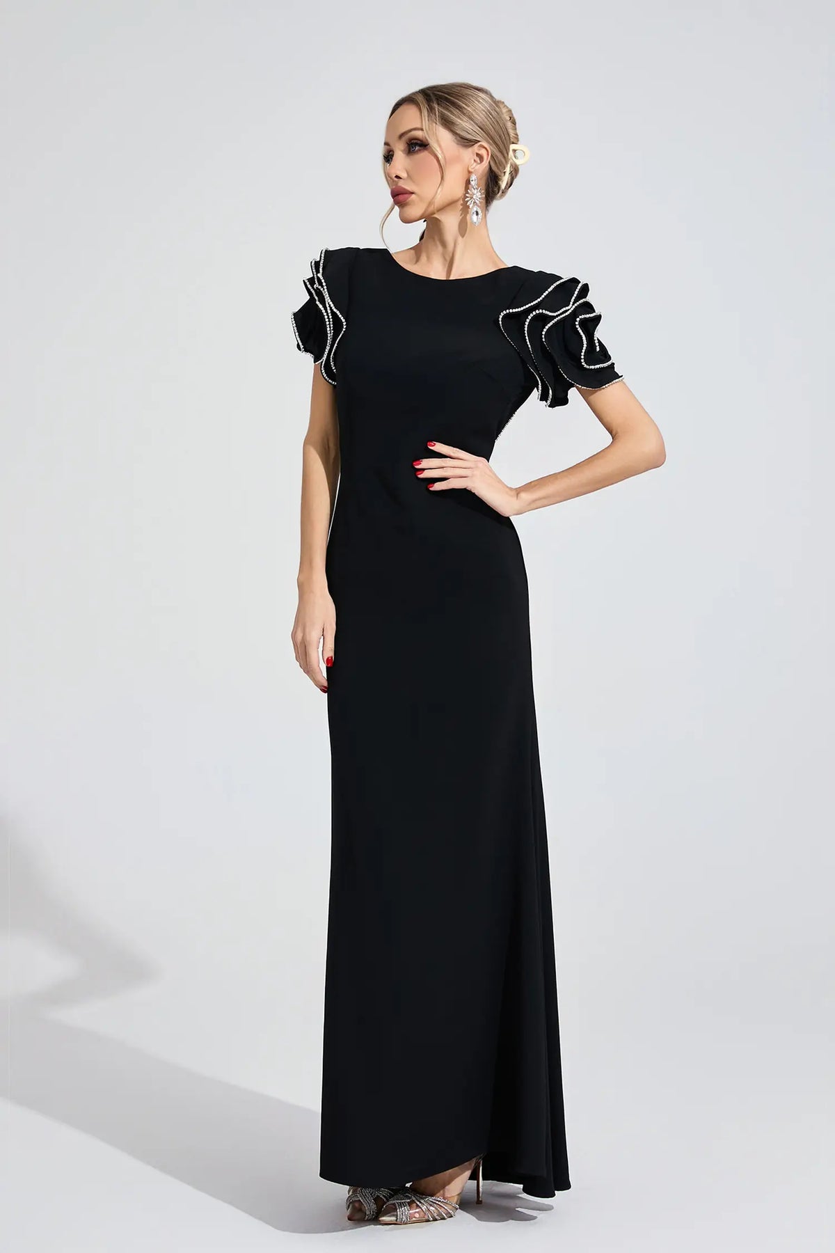 Maisy Black Open Back Maxi Dress
