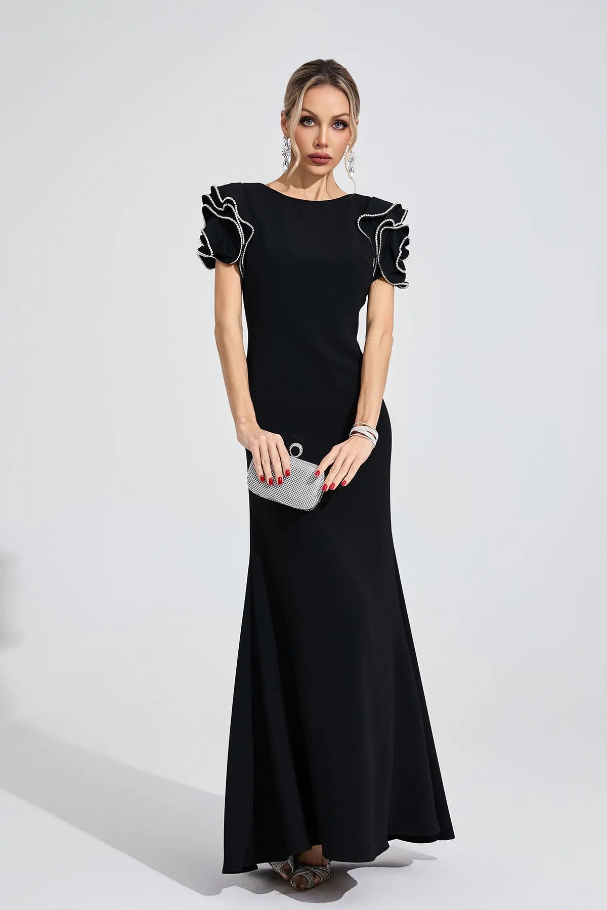 Maisy Black Open Back Maxi Dress