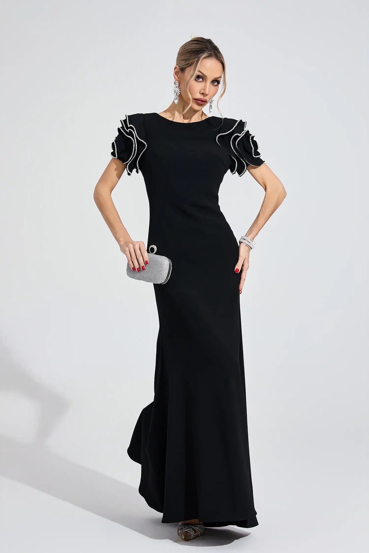 Maisy Black Open Back Maxi Dress