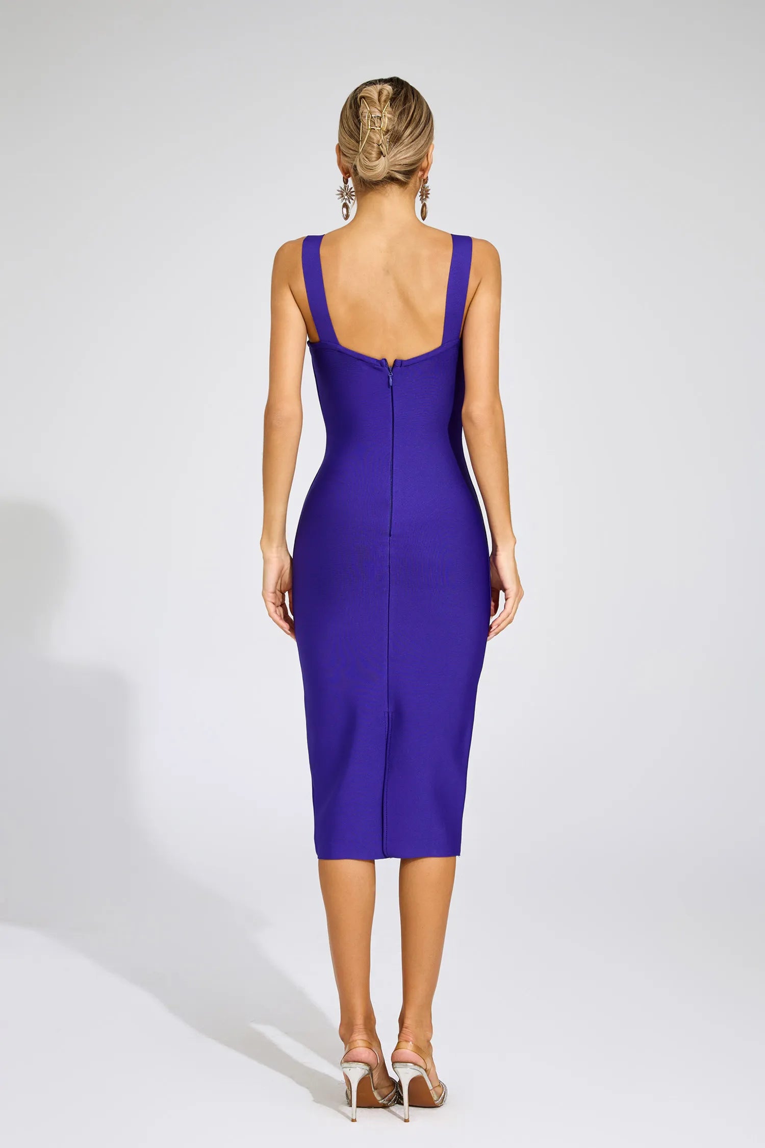 Roberte Purple Backless Bandage Midi Dress