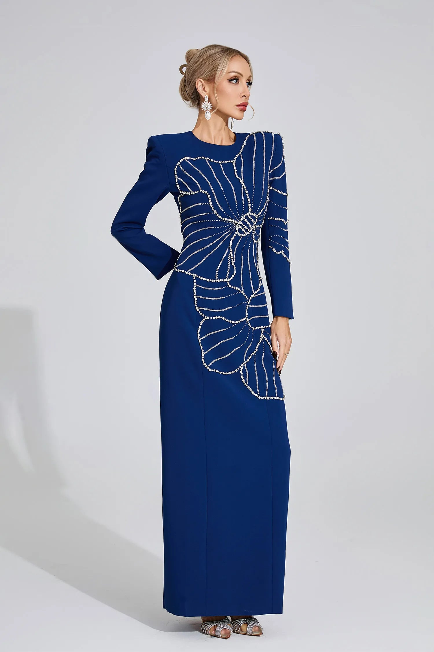 Jenny Dark Blue Diamond Maxi Dress
