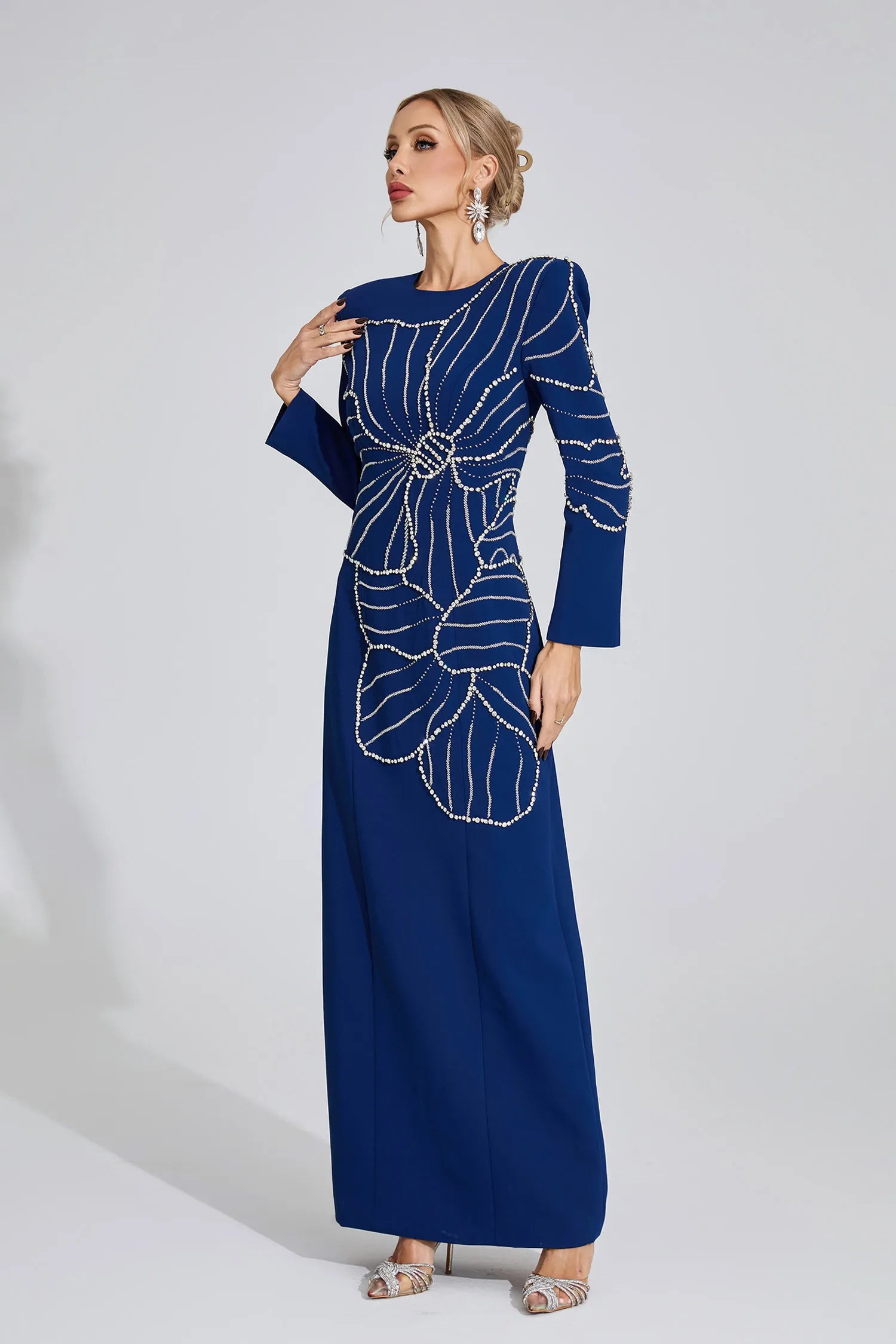 Jenny Dark Blue Diamond Maxi Dress