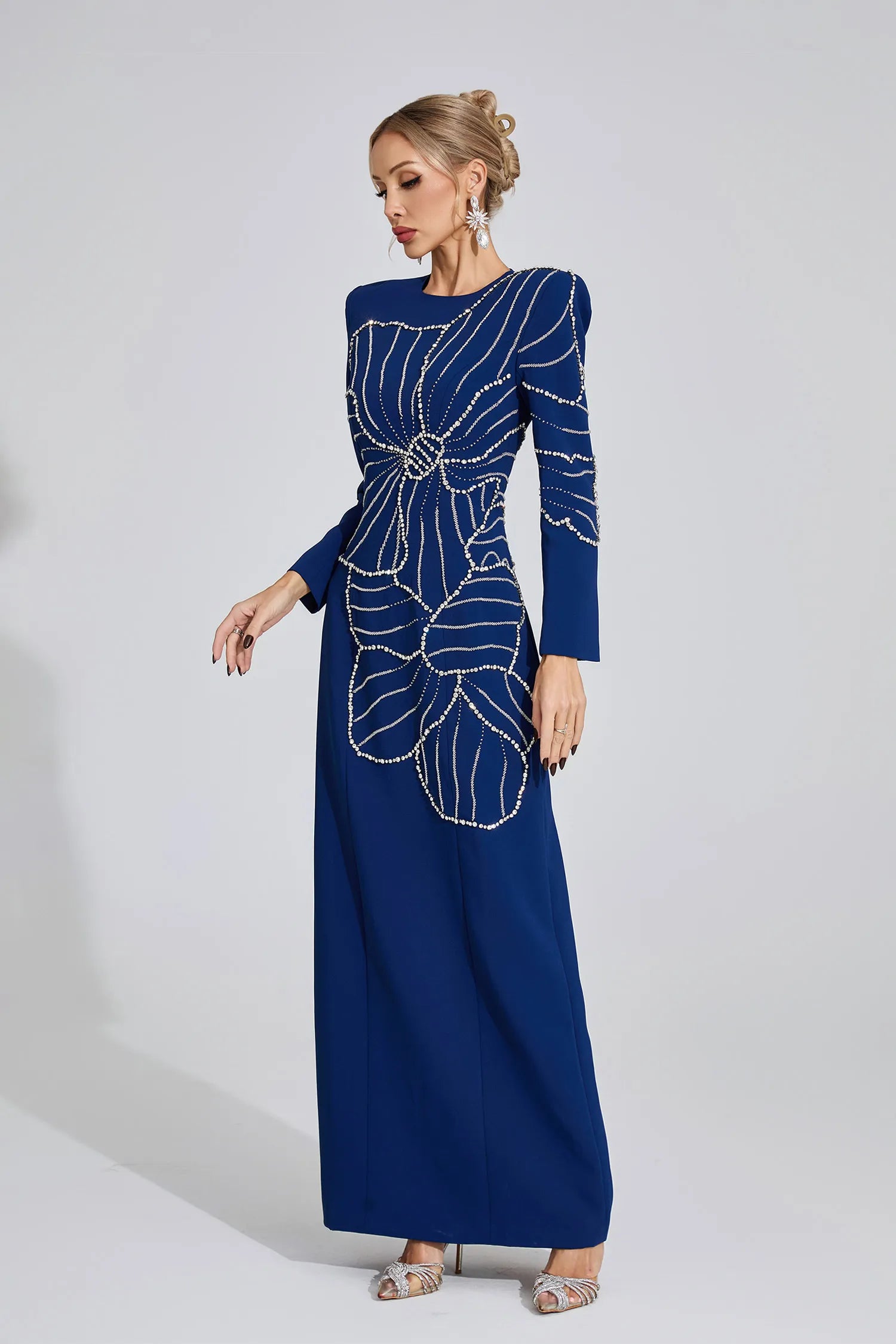Jenny Dark Blue Diamond Maxi Dress