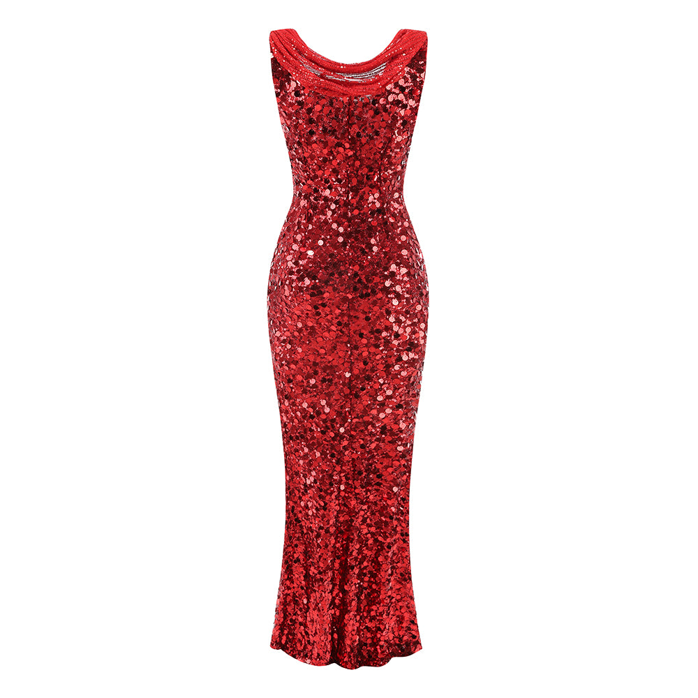 Maisie Ruby Radiance Sequin Maxi Dress