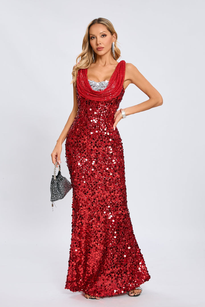 Maisie Ruby Radiance Sequin Maxi Dress