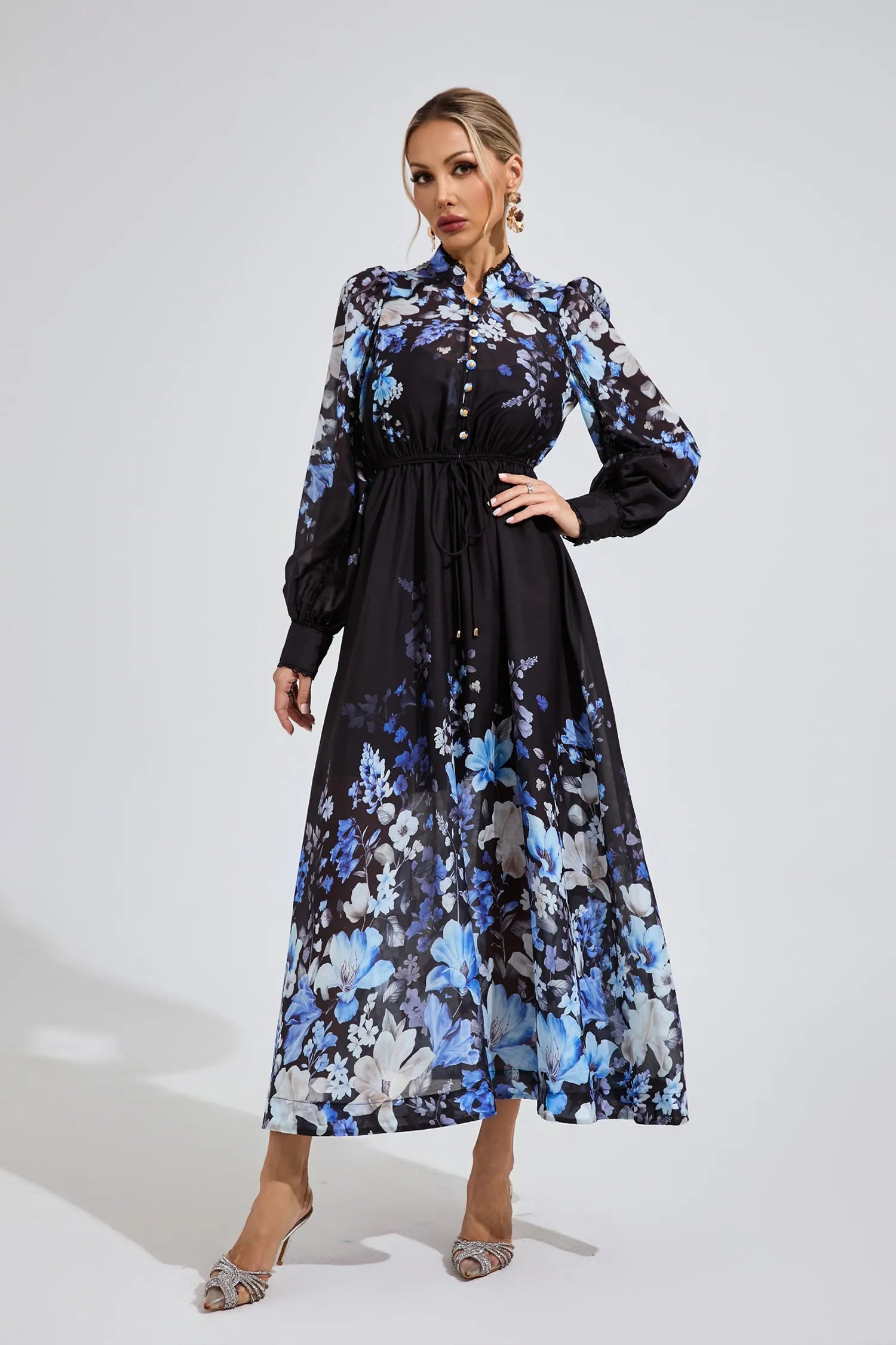 Mandy Black Floral Maxi Dress