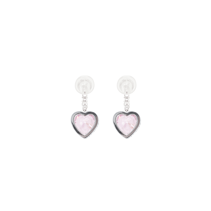 Pink heart pendant earring